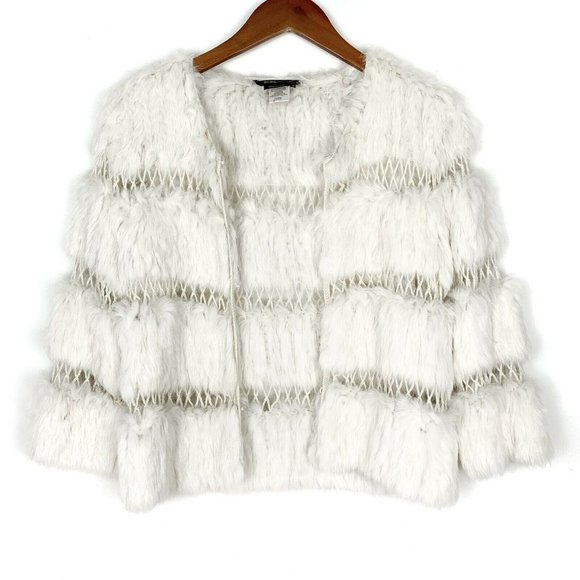 BCBGMaxAzria Jackets & Blazers - BCBGMaxAzria White Authentic Rabbit Fur Jacket